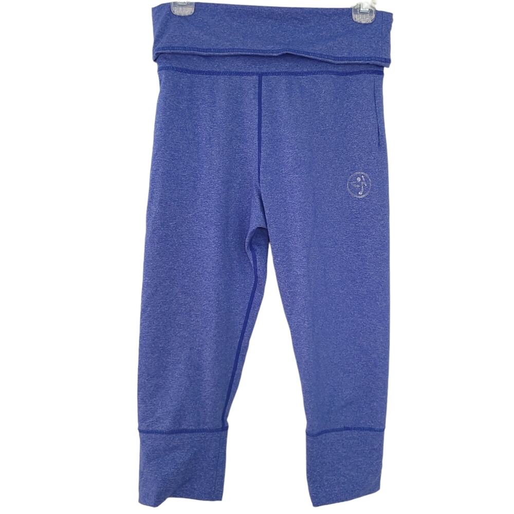 Zumba Capri Leggings Small Purple Foldover Pants Athletic Athleisure Dance